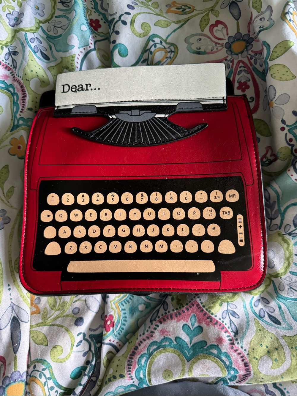 Sleepyville Critters Dear... Red Typewriter Crossbody Bag